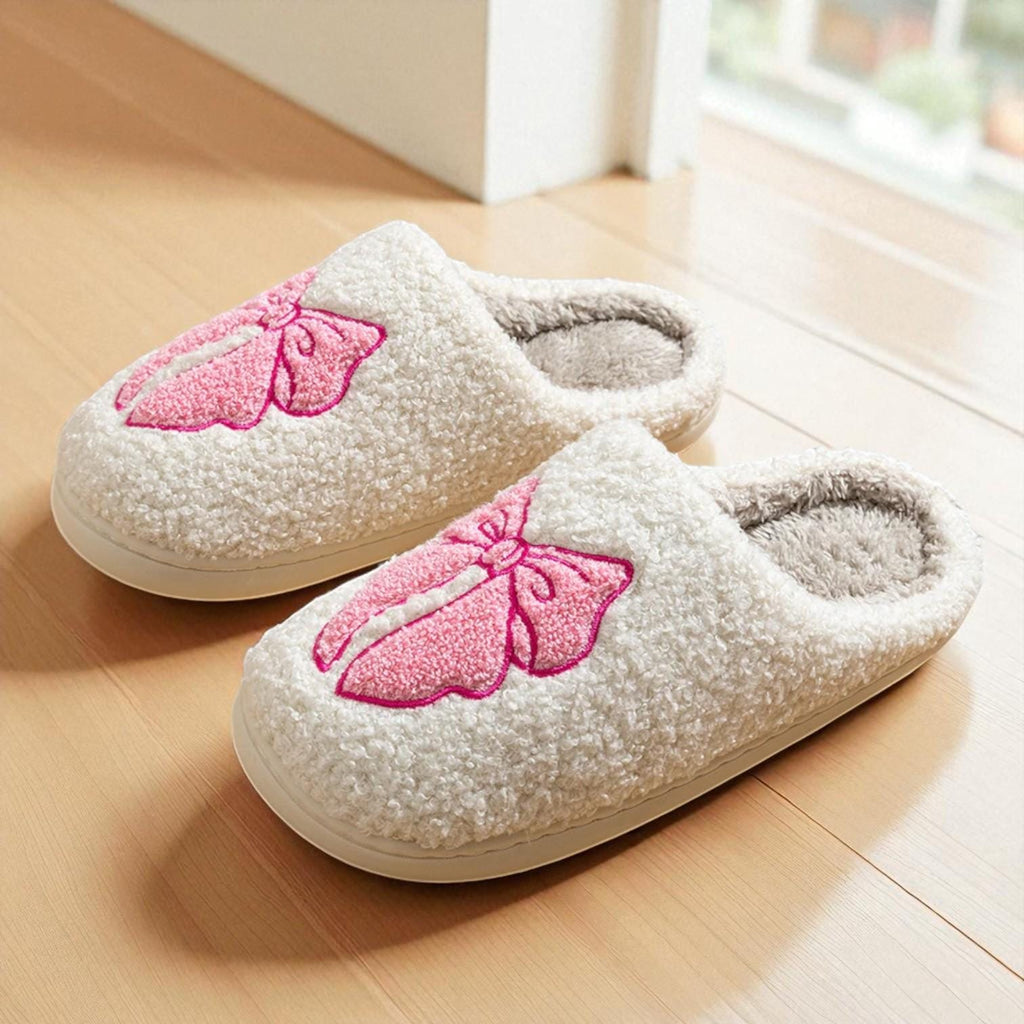 Women’s Pretty Bow Plush Slippers